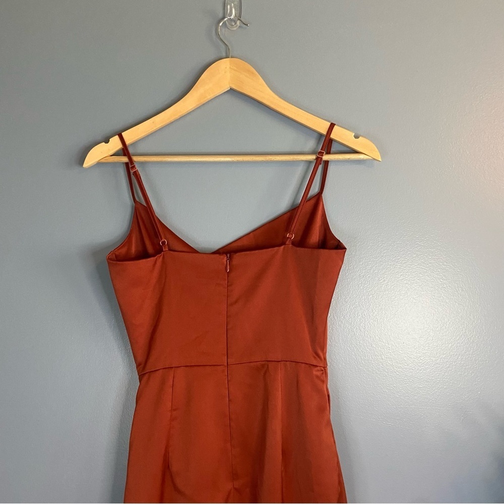 Showpo Burnt Orange Satin Cowl Neck Midi Dress - Picture 8 of 10